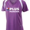  James & Nicholson Ladies' Running-T (paars/wit) Thumbnail